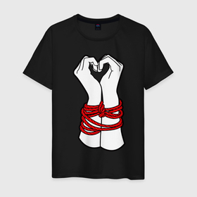 Мужская футболка хлопок с принтом руки в виде сердца в Екатеринбурге, 100% хлопок | прямой крой, круглый вырез горловины, длина до линии бедер, слегка спущенное плечо. | любовь | руки