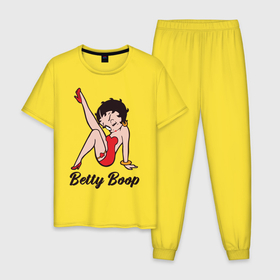 Мужская пижама хлопок с принтом Betty Boop , 100% хлопок | брюки и футболка прямого кроя, без карманов, на брюках мягкая резинка на поясе и по низу штанин
 | Тематика изображения на принте: betty boop | любовь