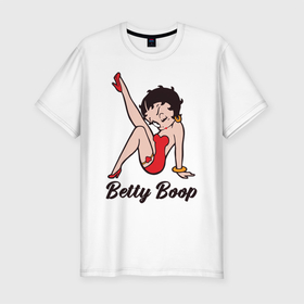 Мужская футболка хлопок Slim с принтом Betty Boop в Тюмени, 92% хлопок, 8% лайкра | приталенный силуэт, круглый вырез ворота, длина до линии бедра, короткий рукав | betty boop | любовь