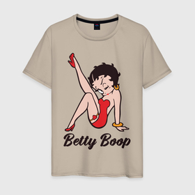 Мужская футболка хлопок с принтом Betty Boop , 100% хлопок | прямой крой, круглый вырез горловины, длина до линии бедер, слегка спущенное плечо. | Тематика изображения на принте: betty boop | любовь