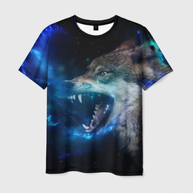 Мужская футболка 3D с принтом Волчара Юморит в Петрозаводске, 100% полиэфир | прямой крой, круглый вырез горловины, длина до линии бедер | animals | wolf | волк | волки | волчара | животные | звери | зверь | одиночество | одиночка | пёс | смеется | смех | собака | юморит
