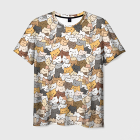 Мужская футболка 3D с принтом Котики муркотики в Рязани, 100% полиэфир | прямой крой, круглый вырез горловины, длина до линии бедер | cat | kitty | кот | котенок | котики | котэ | кошка | полосатый