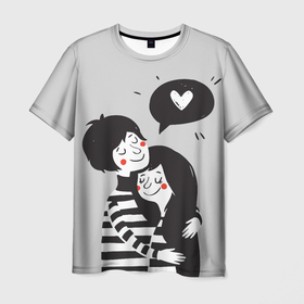 Мужская футболка 3D с принтом Любовь в Курске, 100% полиэфир | прямой крой, круглый вырез горловины, длина до линии бедер | 14 февряля | amor | kiss | love | love you | my love | valentine | валентин | люблю | любовь | отношения | пара | поцелуй | я люблю