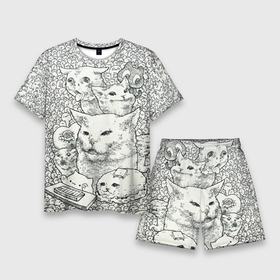 Мужской костюм с шортами 3D с принтом Коты мемы кошки в Петрозаводске,  |  | киса | киска | коты | кошечки | кошка | кошки | мем | мем кот и девушки | мем с котом | мем с кошкой | мемы