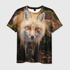 Мужская футболка 3D с принтом Лиса в Курске, 100% полиэфир | прямой крой, круглый вырез горловины, длина до линии бедер | fox | foxy | животное | звери | лиса | лисенок | лисичка | милая | рыжая | фокс
