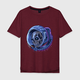 Мужская футболка хлопок Oversize с принтом Мертвый астронавт в Тюмени, 100% хлопок | свободный крой, круглый ворот, “спинка” длиннее передней части | астронавт | глаза | голова | космонавт | космос | мертвый | череп | шлем
