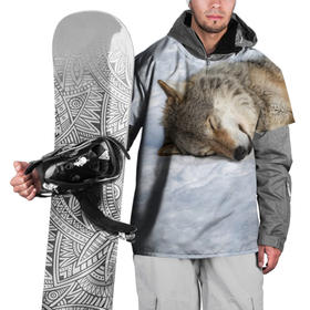 Накидка на куртку 3D с принтом Спящий Волк в Санкт-Петербурге, 100% полиэстер |  | animals | wolf | волк | волки | животные | звери | зверь | одиночество | одиночка | пёс | собака | спящий волк