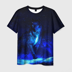 Мужская футболка 3D с принтом Dark Wolf в Петрозаводске, 100% полиэфир | прямой крой, круглый вырез горловины, длина до линии бедер | animals | wolf | волк | волки | животные | звери | зверь | одиночество | одиночка | пёс | собака