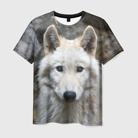 Мужская футболка 3D с принтом Волк , 100% полиэфир | прямой крой, круглый вырез горловины, длина до линии бедер | animals | wolf | волк | волки | животные | звери | зверь | луна | одиночество | одиночка | пёс | собака