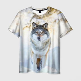 Мужская футболка 3D с принтом Я зимой , 100% полиэфир | прямой крой, круглый вырез горловины, длина до линии бедер | animals | wolf | волк | волки | животные | звери | зверь | луна | одиночество | одиночка | пёс | собака
