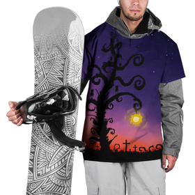 Накидка на куртку 3D с принтом Ночь в Тюмени, 100% полиэстер |  | tegunvteg | дерево | ночь | рисунок | фонарь