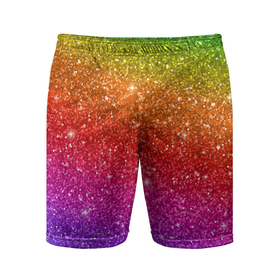 Мужские шорты спортивные с принтом Блестки радуги в Тюмени,  |  | абстракция | блеск | блестки | блестяжки | блестяшки | градиент | радуга | узор | фон | яркий узор