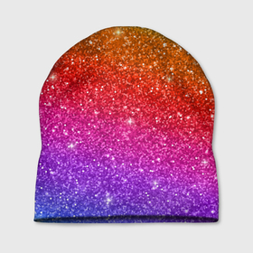 Шапка 3D с принтом Блестки радуги в Тюмени, 100% полиэстер | универсальный размер, печать по всей поверхности изделия | абстракция | блеск | блестки | блестяжки | блестяшки | градиент | радуга | узор | фон | яркий узор