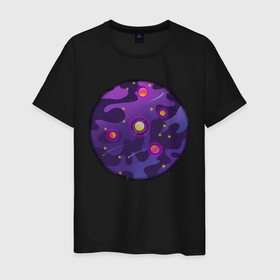 Мужская футболка хлопок с принтом Мой космос! в Курске, 100% хлопок | прямой крой, круглый вырез горловины, длина до линии бедер, слегка спущенное плечо. | tgcarpg | звезды | кометы | космос | планеты | розовый | солнце | фиолетовый