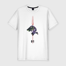 Мужская футболка хлопок Slim с принтом Евангилион в Екатеринбурге, 92% хлопок, 8% лайкра | приталенный силуэт, круглый вырез ворота, длина до линии бедра, короткий рукав | anime | eva | evangelion | nerv | аниме | анимэ | ева | евангилион | нерв | роботы | рэй | синдзи | япони