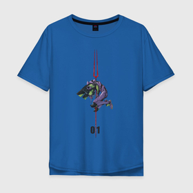 Мужская футболка хлопок Oversize с принтом Евангилион в Тюмени, 100% хлопок | свободный крой, круглый ворот, “спинка” длиннее передней части | anime | eva | evangelion | nerv | аниме | анимэ | ева | евангилион | нерв | роботы | рэй | синдзи | япони
