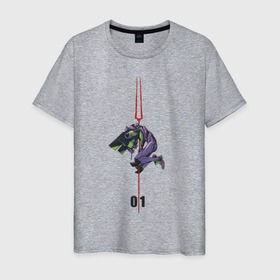Мужская футболка хлопок с принтом Евангилион в Петрозаводске, 100% хлопок | прямой крой, круглый вырез горловины, длина до линии бедер, слегка спущенное плечо. | anime | eva | evangelion | nerv | аниме | анимэ | ева | евангилион | нерв | роботы | рэй | синдзи | япони