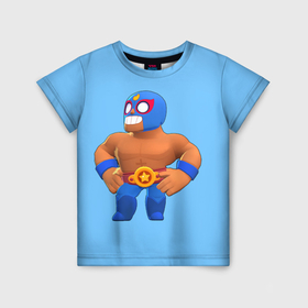 Детская футболка 3D с принтом Эль Примо в Екатеринбурге, 100% гипоаллергенный полиэфир | прямой крой, круглый вырез горловины, длина до линии бедер, чуть спущенное плечо, ткань немного тянется | brawl stars | боксер | бравл старс | персонаж | эль примо