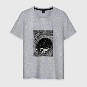 Мужская футболка хлопок с принтом Чёрная дыра в Курске, 100% хлопок | прямой крой, круглый вырез горловины, длина до линии бедер, слегка спущенное плечо. | Тематика изображения на принте: арт | астрономия | вихрь | космос | рисунок | человек | чёрная дыра.космонавт