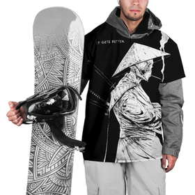 Накидка на куртку 3D с принтом Самурай скелет с трубкой в Новосибирске, 100% полиэстер |  | ninja | samurai | shogun | бусидо путь воина | ниндзя | путь самурая | самурай | сёгун | скелет | харакири | японский самурай