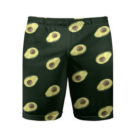 Мужские шорты спортивные с принтом Авокадо в Санкт-Петербурге,  |  | low poly avocado | авокадо | авокадо с косточкой | растение | фрукт