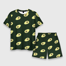Мужской костюм с шортами 3D с принтом Авокадо в Кировске,  |  | low poly avocado | авокадо | авокадо с косточкой | растение | фрукт