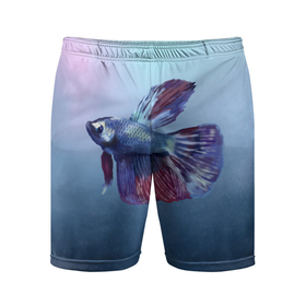 Мужские шорты спортивные с принтом Рыбка в Тюмени,  |  | tegunvteg | акварель | аквариумнаярыбка | вода | петушок | рыбка