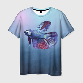 Мужская футболка 3D с принтом Рыбка , 100% полиэфир | прямой крой, круглый вырез горловины, длина до линии бедер | tegunvteg | акварель | аквариумнаярыбка | вода | петушок | рыбка