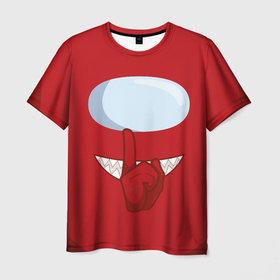 Мужская футболка 3D с принтом AMONG US RED IMPOSTOR в Тюмени, 100% полиэфир | прямой крой, круглый вырез горловины, длина до линии бедер | астронавт | красный | мем | самозванец | трендовый | эмонг ас | яркий