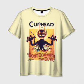 Мужская футболка 3D с принтом Cuphead в Кировске, 100% полиэфир | прямой крой, круглый вырез горловины, длина до линии бедер | cup head | cuphead | game | games | игра | игры | кап хэд | купахэд