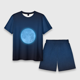 Мужской костюм с шортами 3D с принтом Moon в Курске,  |  | Тематика изображения на принте: луна | свет | синий | темный фон