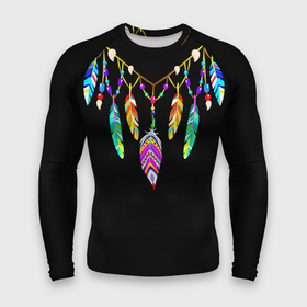 Мужской рашгард 3D с принтом Ожерелье в Белгороде,  |  | feathers | necklase | ожерелье индейцев | перья