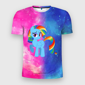 Мужская футболка 3D спортивная с принтом Радуга Дэш в Петрозаводске, 100% полиэстер с улучшенными характеристиками | приталенный силуэт, круглая горловина, широкие плечи, сужается к линии бедра | baby | girl | horse | kawaii | luna | my little pony | princess | rainbow | rainbow dash | девочкам | девочки | детям | единорог | животные | кавайный | конь | лошадь | луна | малыш | облака | пегас | пинки пай | пони | радуга дэш