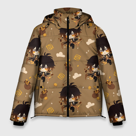 Мужская зимняя куртка 3D с принтом Чиби Чжун Ли в Тюмени, верх — 100% полиэстер; подкладка — 100% полиэстер; утеплитель — 100% полиэстер | длина ниже бедра, свободный силуэт Оверсайз. Есть воротник-стойка, отстегивающийся капюшон и ветрозащитная планка. 

Боковые карманы с листочкой на кнопках и внутренний карман на молнии. | Тематика изображения на принте: аниме | аниме парень | арт | рисунок | чжун ли | чиби | чибик | чибики
