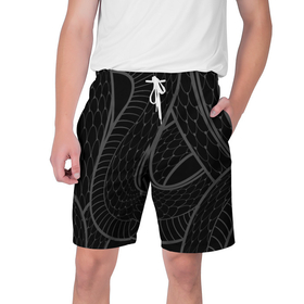 Мужские шорты 3D с принтом Змеи в Тюмени,  полиэстер 100% | прямой крой, два кармана без застежек по бокам. Мягкая трикотажная резинка на поясе, внутри которой широкие завязки. Длина чуть выше колен | змея | скин | узор | чешуя