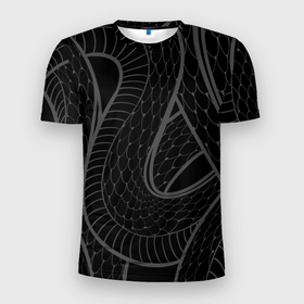 Мужская футболка 3D Slim с принтом Змеиная шкура в Белгороде, 100% полиэстер с улучшенными характеристиками | приталенный силуэт, круглая горловина, широкие плечи, сужается к линии бедра | змея | скин | узор | чешуя