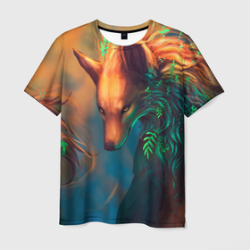 Мужская футболка 3D с принтом Волшебная лиса в Курске, 100% полиэфир | прямой крой, круглый вырез горловины, длина до линии бедер | fox | foxy | животное | звери | лиса | лисенок | лисичка | милая | рыжая | фокс