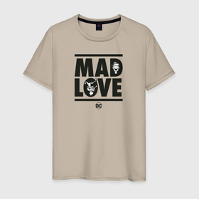 Мужская футболка хлопок с принтом Mad love в Белгороде, 100% хлопок | прямой крой, круглый вырез горловины, длина до линии бедер, слегка спущенное плечо. | 14 февраля | harley quinn | joker | vdkimel | день святого валентина | джокер | харли квинн