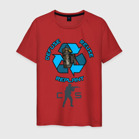 Мужская футболка хлопок с принтом Defuse в Тюмени, 100% хлопок | прямой крой, круглый вырез горловины, длина до линии бедер, слегка спущенное плечо. | counter strike | cs | game | арт | графика | игры