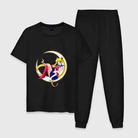 Мужская пижама хлопок с принтом Sailor Moon , 100% хлопок | брюки и футболка прямого кроя, без карманов, на брюках мягкая резинка на поясе и по низу штанин
 | anime | manga | sailor moon | аниме | манга | сейлор мун | сейлормун