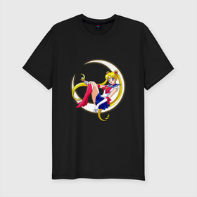 Мужская футболка хлопок Slim с принтом Sailor Moon в Тюмени, 92% хлопок, 8% лайкра | приталенный силуэт, круглый вырез ворота, длина до линии бедра, короткий рукав | anime | manga | sailor moon | аниме | манга | сейлор мун | сейлормун