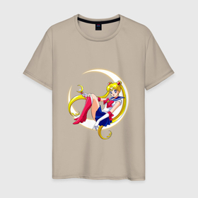 Мужская футболка хлопок с принтом Sailor Moon в Новосибирске, 100% хлопок | прямой крой, круглый вырез горловины, длина до линии бедер, слегка спущенное плечо. | anime | manga | sailor moon | аниме | манга | сейлор мун | сейлормун