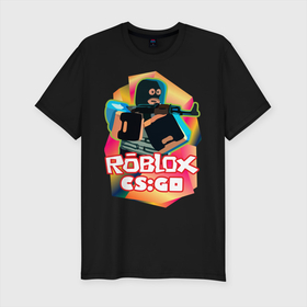 Мужская футболка хлопок Slim с принтом CSGO (Roblox) в Санкт-Петербурге, 92% хлопок, 8% лайкра | приталенный силуэт, круглый вырез ворота, длина до линии бедра, короткий рукав | cs:go | roblix | игра | контра | шутер