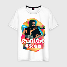 Мужская футболка хлопок с принтом CSGO (Roblox) , 100% хлопок | прямой крой, круглый вырез горловины, длина до линии бедер, слегка спущенное плечо. | cs:go | roblix | игра | контра | шутер