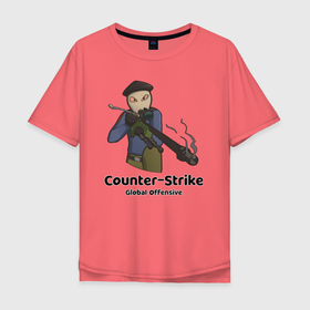 Мужская футболка хлопок Oversize с принтом CS GO Снайпер в Белгороде, 100% хлопок | свободный крой, круглый ворот, “спинка” длиннее передней части | counter strike | cs go | terrorist | контр страйк | кс го | снайпер | террорист
