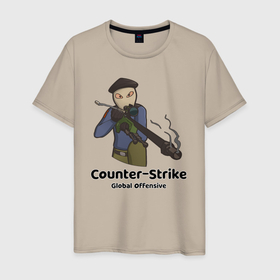 Мужская футболка хлопок с принтом CS GO Снайпер , 100% хлопок | прямой крой, круглый вырез горловины, длина до линии бедер, слегка спущенное плечо. | counter strike | cs go | terrorist | контр страйк | кс го | снайпер | террорист