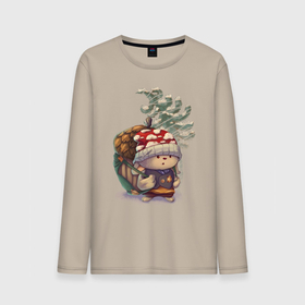 Мужской лонгслив хлопок с принтом Милый зимний лесной зверек в Тюмени, 100% хлопок |  | зима | лес | мультик | новый год | персонаж | рождество | теплый | шапка