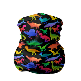Бандана-труба 3D с принтом Яркие динозавры в Новосибирске, 100% полиэстер, ткань с особыми свойствами — Activecool | плотность 150‒180 г/м2; хорошо тянется, но сохраняет форму | Тематика изображения на принте: дино | динозавры | диносы | разноцветные | хищные | цветные | юрский период