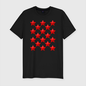 Мужская футболка хлопок Slim с принтом красные звезды в Белгороде, 92% хлопок, 8% лайкра | приталенный силуэт, круглый вырез ворота, длина до линии бедра, короткий рукав | 23 февраля | армейские | все | звезды | милитари | силовые структуры