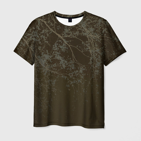 Мужская футболка 3D с принтом Ветки в Санкт-Петербурге, 100% полиэфир | прямой крой, круглый вырез горловины, длина до линии бедер | абстракция | ветки | дерево | инверсия | коричневый | лето | листья | осень | природа | путешествие | хаки